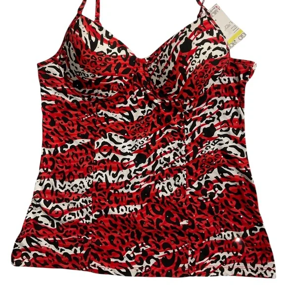 Bongo Ciara Red Corvette Animal Print Juniors Cami Top XL From Sears - Picture 7 of 14
